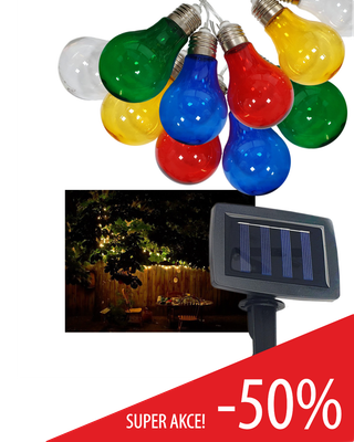 TR-590 Dekoratívne 10ks LED vonkajšie solárne reťaz 2m multicolor IP44 Trixline