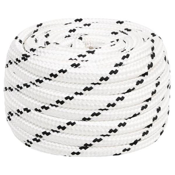 vidaXL Pletené lodné lano biele 18 mm x 25 m polyester