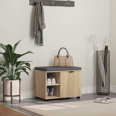 vidaXL Predsieňová lavica s vankúšom Sonoma dub 60 x 38 x 46 cm
