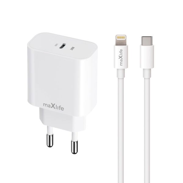 Maxlife MXTC-06-20C PD QC nabíjačka USB-C s káblom USB-C na Lightning 20W (OEM0101313)