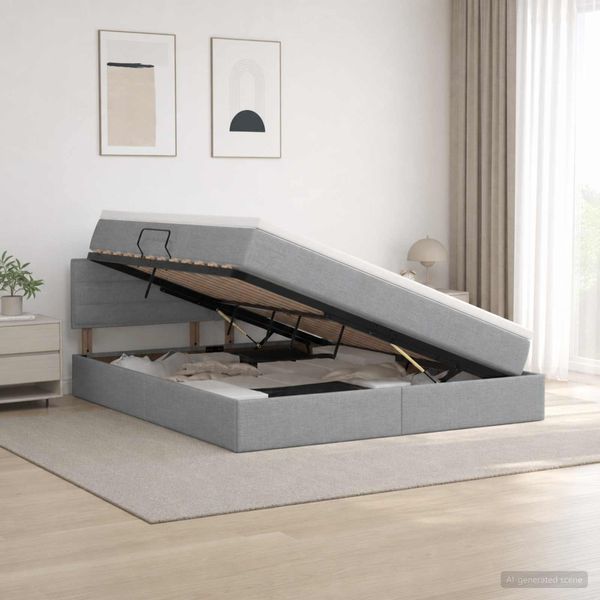 vidaXL Postel s úložným prostorem a matrací Svetlosivá 140 x 200 cm