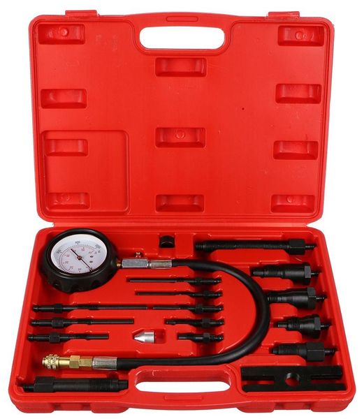 Sada na testovanie kompresie naftových motorov MECHANIC ENGINE TESTER 19, 0-70bar, 19ks SIXTOL