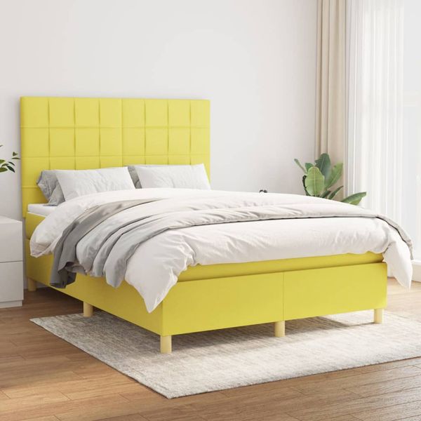 vidaXL Boxspring posteľ s matracom zelená 140x190 cm látka