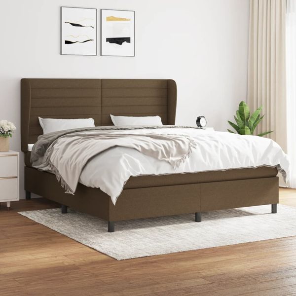 vidaXL Boxspring posteľ s matracom tmavohnedá 160x200 cm látka