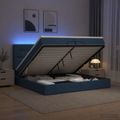 vidaXL Ottoman posteľ s matracom a LED Modrá 200 x 200 cm Látka