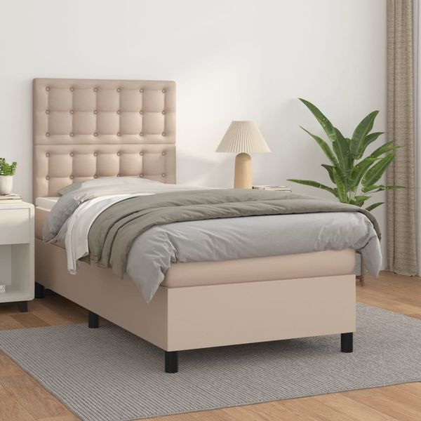 vidaXL Boxspring posteľ s matracom kapučínová 90x190 cm umelá koža