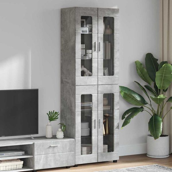 vidaXL Highboard s poličkou FLORIN Betónová šedá 60 x 35 x 182 cm
