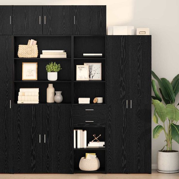 vidaXL Highboard Čierny dub 45 x 42,5 x 185 cm Kompozitné drevo