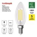 LED žiarovka Filament sviečka A CLASS / E14 / 3,8 W (60 W) / 806 lm / neutrálna biela