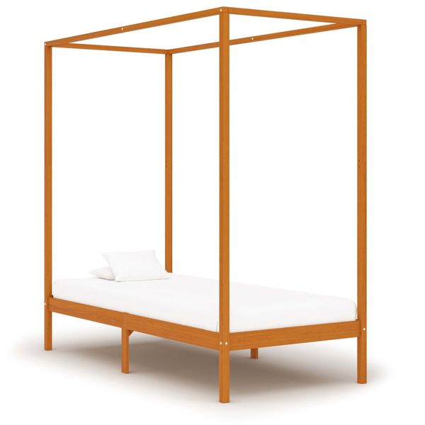 vidaXL Posteľný rám so strieškou medovo-hnedý 90x200 cm borovicový masív