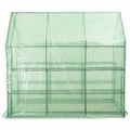 vidaXL Skleník s 12 policami oceľový 143x214x196 cm