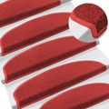 vidaXL Samolepiace schodové rohože 15 ks 80 x 24,5 x 3,5 cm Červená