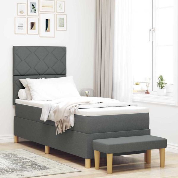 vidaXL Posteľ s pružinovým rámom Tmavo šedá 200 x 80 cm látka