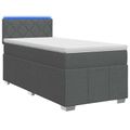 vidaXL Posteľ s boxspringom a matracom a LED Tmavosivá 90 x 190 cm