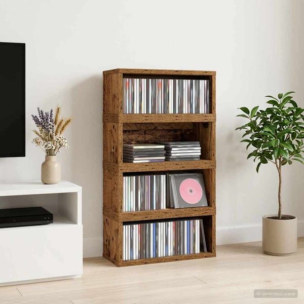 vidaXL Roh na skladovanie CD 4 ks Dubové drevo 40 x 17 x 17 cm