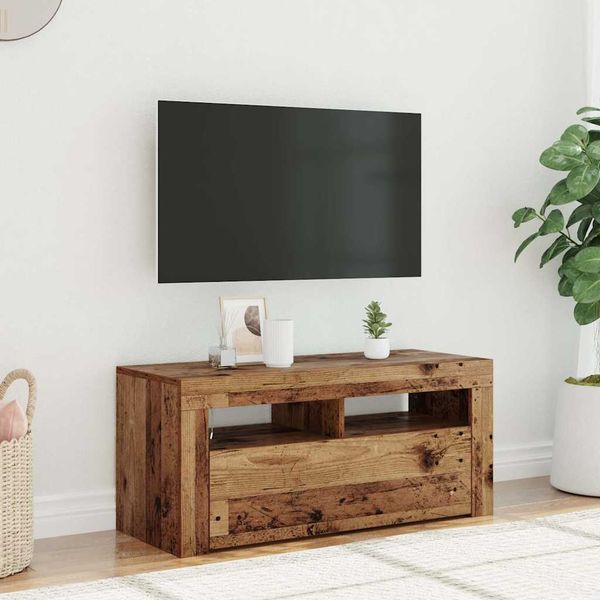 vidaXL TV skrinka s LED staré drevo 90x35x40 cm kompozitné drevo