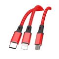 XO kábel NB173 3v1 USB - Lightning + USB-C + microUSB 1,2 m 2,4A červený