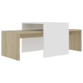 vidaXL Konferenčné stolíky, biele a sonoma 100x48x40 cm, drevotrieska