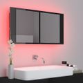 vidaXL LED kúpeľňová zrkadlová skrinka lesklá čierna 90x12x45 cm akryl