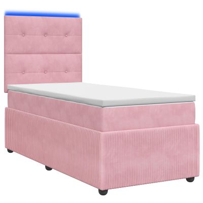 vidaXL LED boxspring posteľ s matracom Ružová 100 x 200 cm Zamat