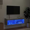 vidaXL TV skrinka s LED svetlami betónovo sivá 100x30x30 cm