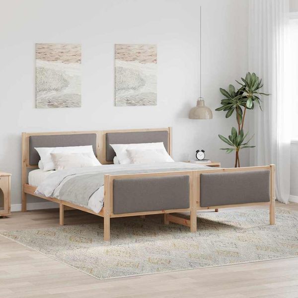 vidaXL Rám postele s čelnou doskou Sivohnedá 200 x 200 cm látka