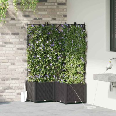 vidaXL Záhradný kvetináč 3 pcs Čierny 80 x 80 x 142 cm Plast