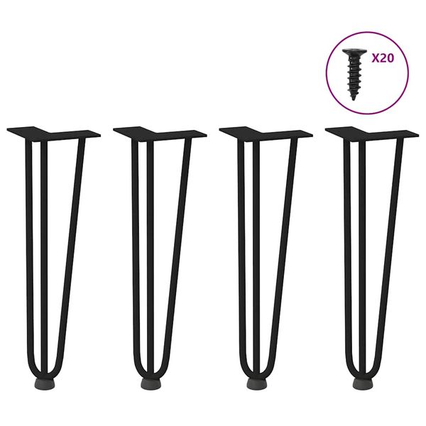vidaXL Nohy do vlasov pre konferenčný stolík 4 ks, čierne 42 cm, masívna oceľ