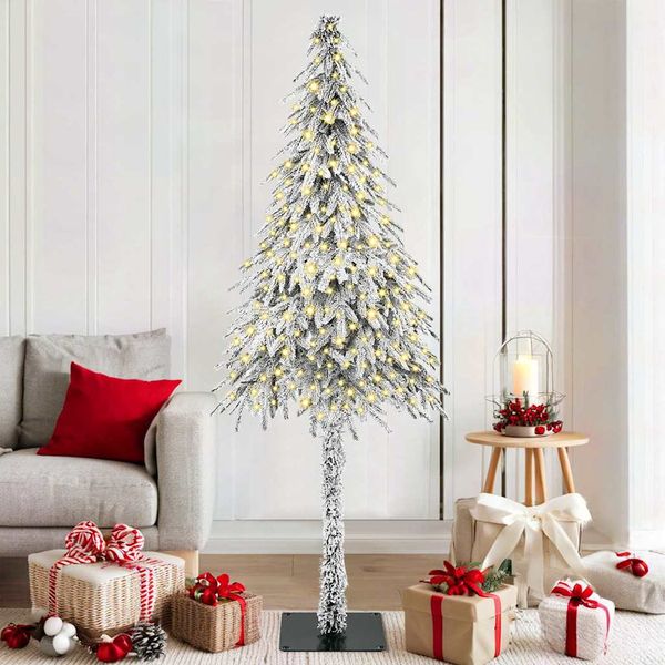 vidaXL Vianočný stromček s 300 LED-i Biela 180 cm PE a oceľ