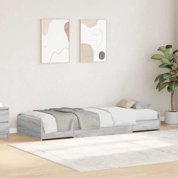 vidaXL Rám postele Sivý Sonoma 75 x 190 cm Kompozitné drevo