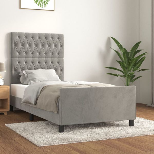 vidaXL Posteľ bez matraca bledosivý 100x200 cm zamat
