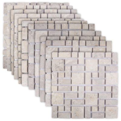 vidaXL Mozaikové dlaždice Krémová 30 x 30 cm Mramor