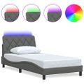vidaXL Rám postele s LED bez matraca tmavosivá 100x200 cm látka