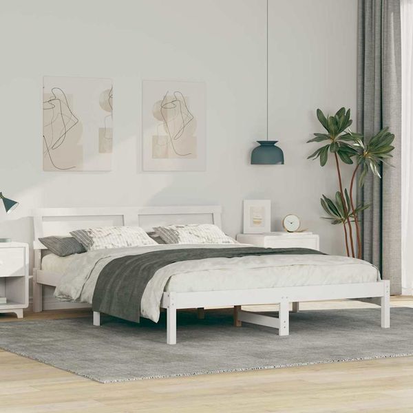 vidaXL Rám postele Biela 140 x 200 cm Masívne borovicové drevo