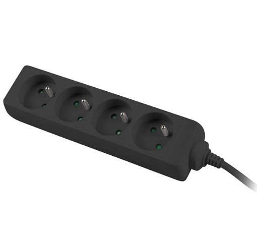 Predlžovací prívod 230V 3m 4 zásuvky, čierny