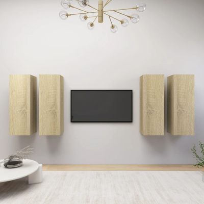 vidaXL TV skrinky 4 ks, dub sonoma 30,5x30x90 cm, kompozitné drevo