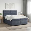 vidaXL Posteľ boxspring s matracom Tmavosivá 200 x 200 cm Zamat
