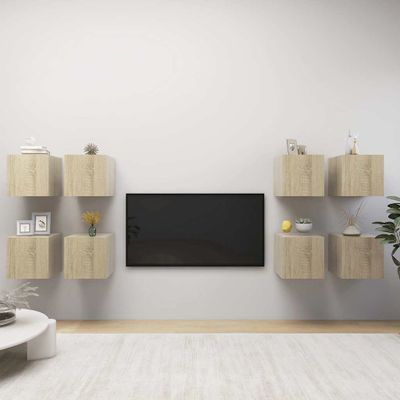 vidaXL Nástenné TV skrinky 8 ks dub sonoma 30,5x30x30 cm