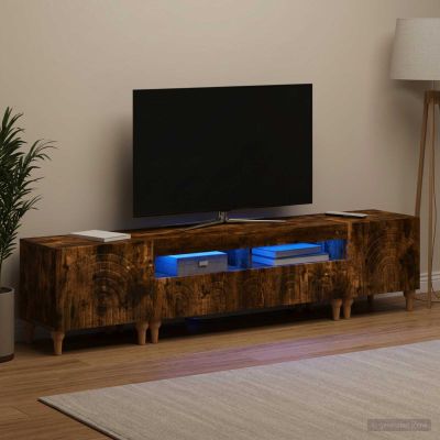 vidaXL 3-dielny LED TV stolík Dymový dub Kompozitné drevo