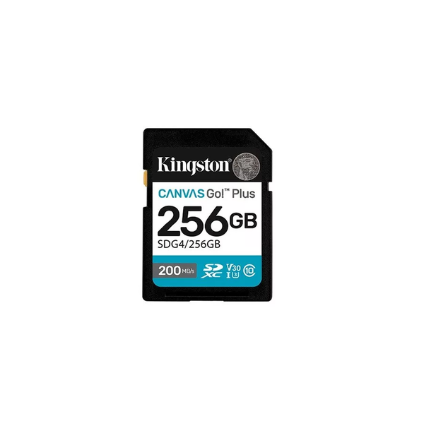 Kingston memory card 256GB SDXC Canvas Go Plus Gen4 200MB/s C10 UHS-I U3 V30