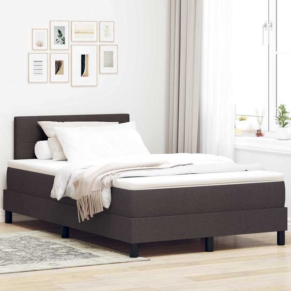 vidaXL Posteľ s pružinovým rámom Tmavohnedá 120 x 190 cm látka