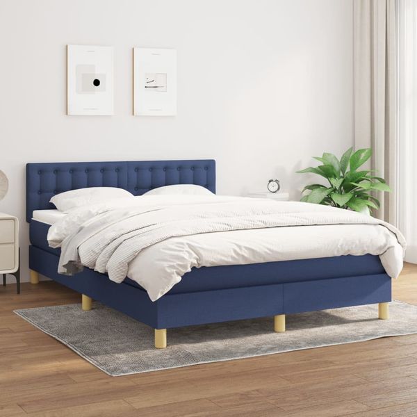 vidaXL Boxspring posteľ s matracom modrý 140x190 cm látka