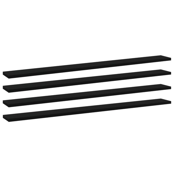 vidaXL Prídavné police 4 ks, čierne 100x10x1,5 cm, drevotrieska