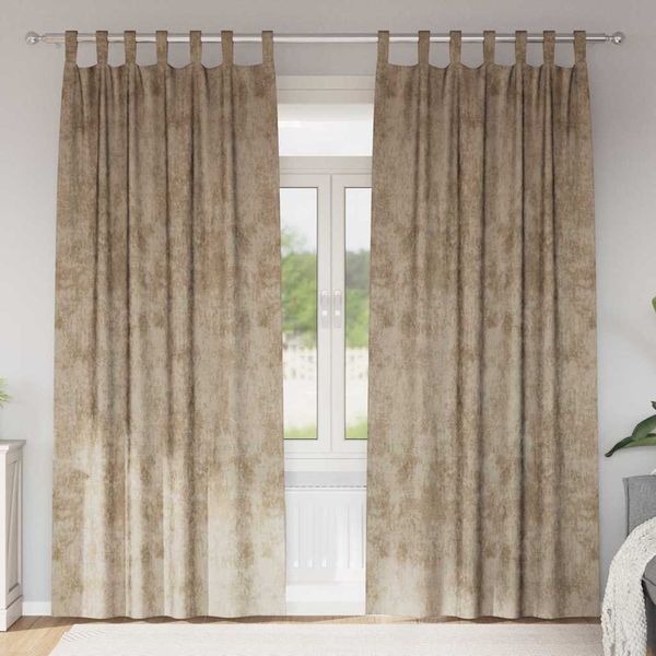 vidaXL Sametové závesy 2 pcs šampanského 245 x 140 cm Zamat