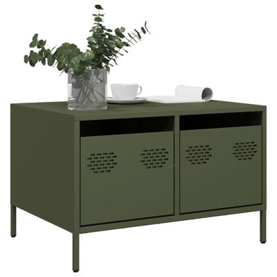 vidaXL TV skrinka olivovozelená 68x50x43,5cm oceľ valcovaná za studena