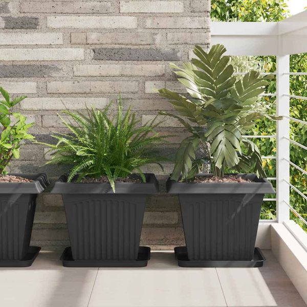 vidaXL Kvetináče 6 pcs Čierna 38 x 38 x 30 cm Plast