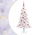 vidaXL Umelý vianočný stromček s 150 LED-i Biela 150 cm PVC a oceľ
