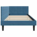 vidaXL Rohový rám postele s čelnou doskou Modrá 100 cm x 200 cm Zamat
