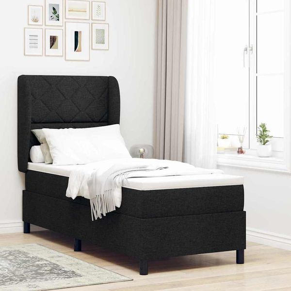 vidaXL Posteľ s pružinovým rámom Čierna 80 x 200 cm látka