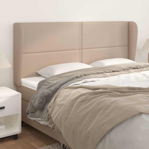 vidaXL Čelo postele so záhybmi kapučínové 163x23x118/128 cm umelá koža